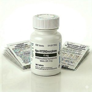 Apo-HYDROmorphone 4 mg Tablets in the original manufacturer-sealed bottle containing 100 tablets for the Canadian market.