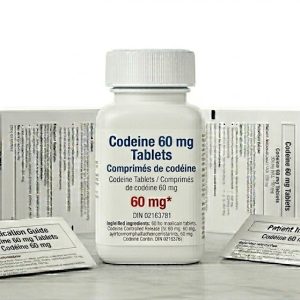 Codeine 60 mg Tablets in the original manufacturer-sealed bottle containing 100 tablets for the Canadian market.