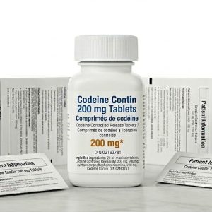 Codeine Contin 200 mg Tablets in the original manufacturer-sealed bottle containing 100 tablets for the Canadian market.