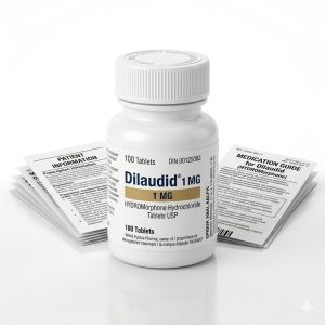 Dilaudid 1 mg Tablets in the original manufacturer-sealed bottle containing 100 tablets for the Canadian market.
