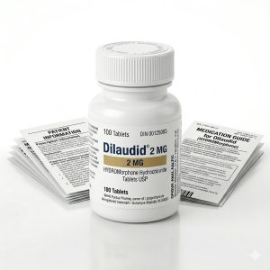 Dilaudid 2 mg Tablets in the original manufacturer-sealed bottle containing 100 tablets for the Canadian market.