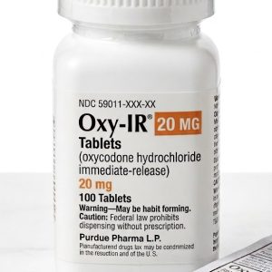 Sealed original container of 100 Oxy-IR 20 mg tablets, an opioid pain medication