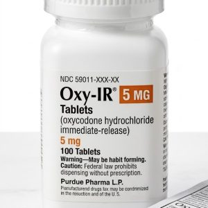 Sealed original container of 100 Oxy-IR 5 mg tablets, an opioid pain medication