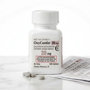 Sealed original container of 100 OxyContin 20 mg tablets, an opioid pain medication