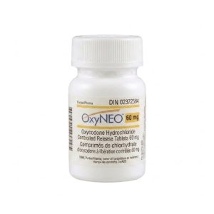 Sealed original container of 100 OxyNEO 60 mg tablets, an opioid pain medication