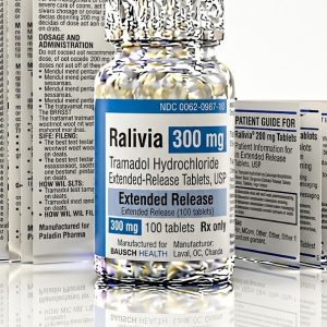Ralivia 300 mg Tablets in the original manufacturer-sealed bottle containing 100 tablets for the Canadian pharmacy market.