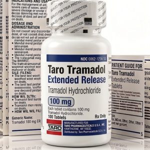 Taro Tramadol 100 mg Tablets in the original manufacturer-sealed bottle containing 100 tablets for the Canadian pharmacy market.
