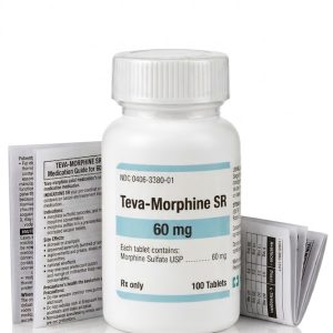 Teva Morphine SR 60 mg Tablets in the original manufacturer-sealed bottle containing 100 tablets for the Canadian market.