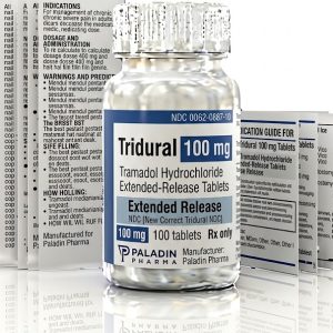 Tridural 100 mg Tablets in the original manufacturer-sealed bottle containing 100 tablets for the Canadian pharmacy market.