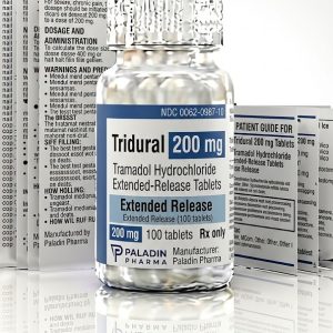 Tridural 200 mg Tablets in the original manufacturer-sealed bottle containing 100 tablets for the Canadian pharmacy market.