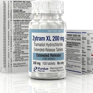 Zytram XL 200 mg Tablets in the original manufacturer-sealed bottle containing 100 tablets for the Canadian pharmacy market.