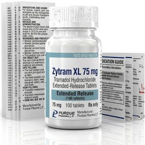 Zytram XL 75 mg Tablets in the original manufacturer-sealed bottle containing 100 tablets for the Canadian pharmacy market.