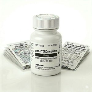 PMS-HYDROmorphone 8 mg Tablets in the original manufacturer-sealed bottle containing 100 tablets for the Canadian market.